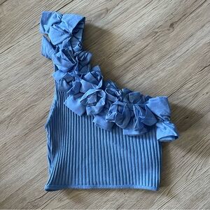 ZARA | Applique 3D One Shoulder / Asymmetric Top | NWOT